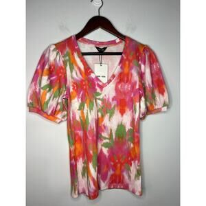 Saint + Sofia Womens Multicolor Short Sleeve Top Size 8 or Medium NWT